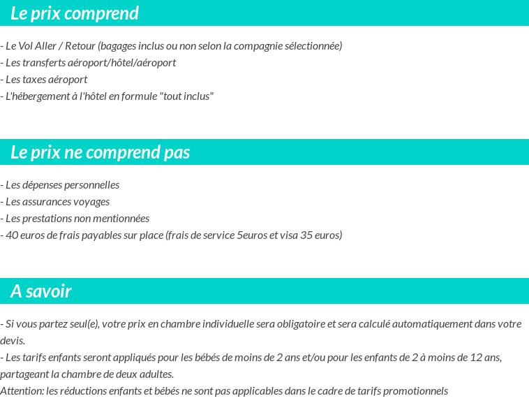 Conditions tarifaires