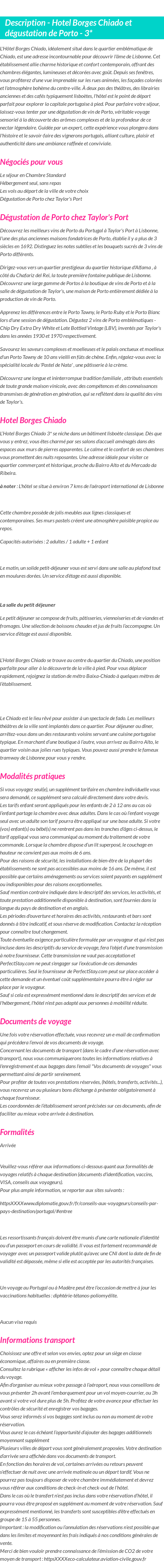 Détails du séjour
