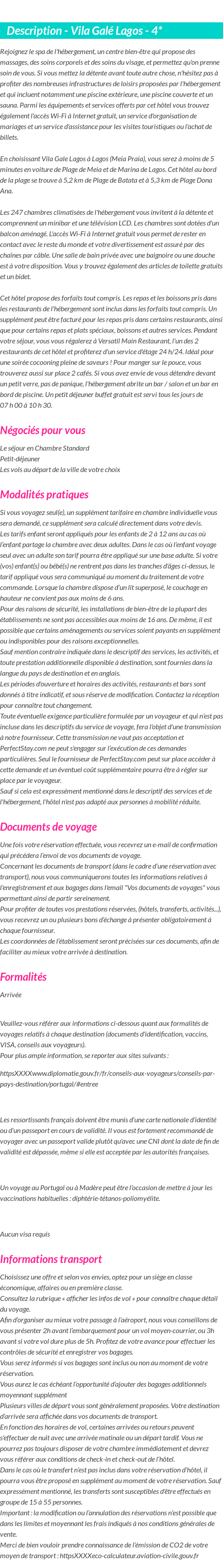 Détails du séjour