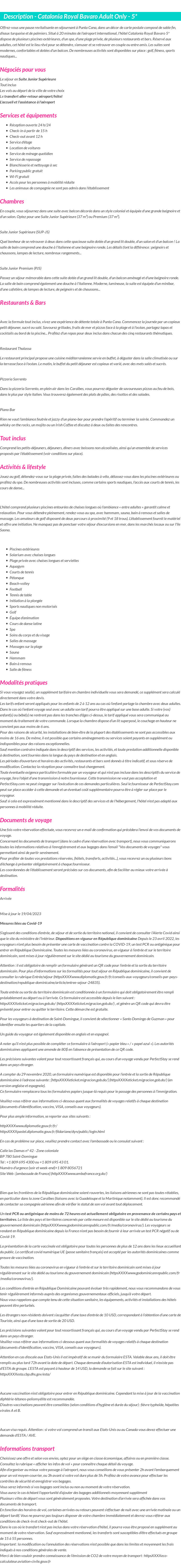 Détails du séjour