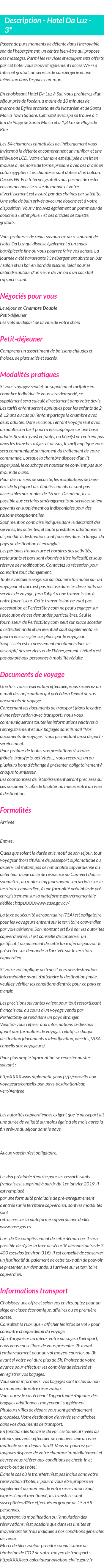 Détails du séjour