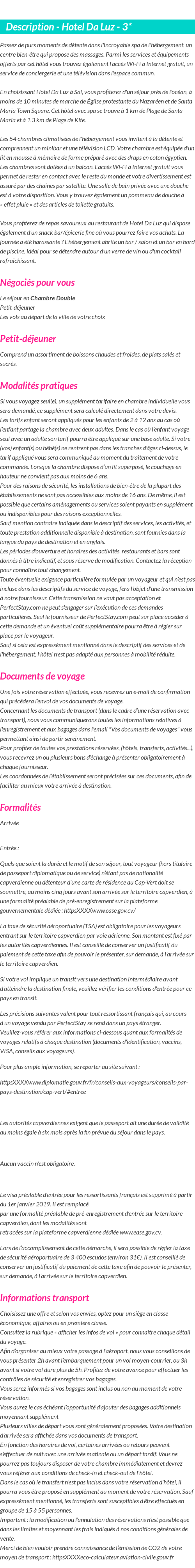 Détails du séjour