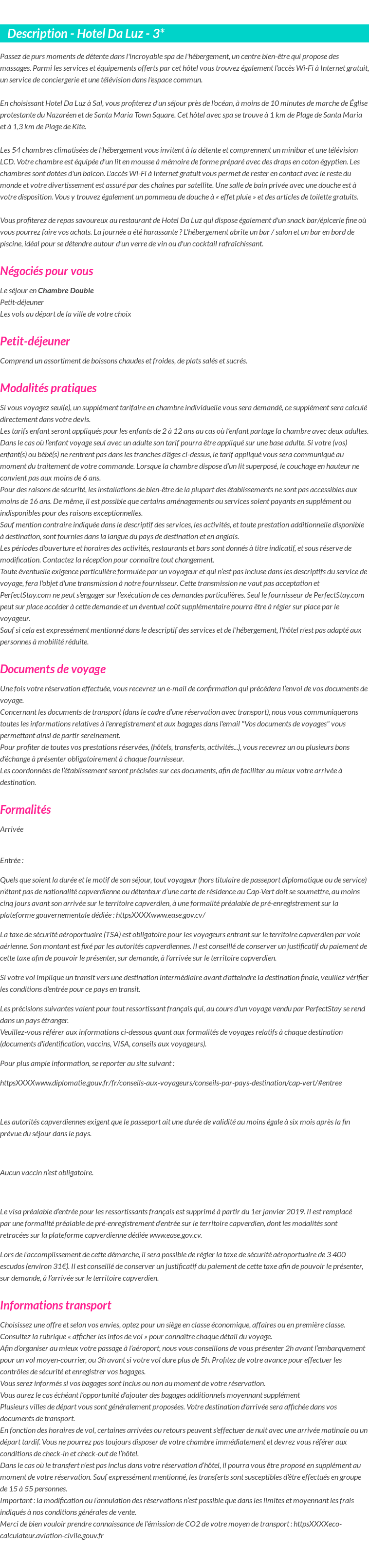Détails du séjour
