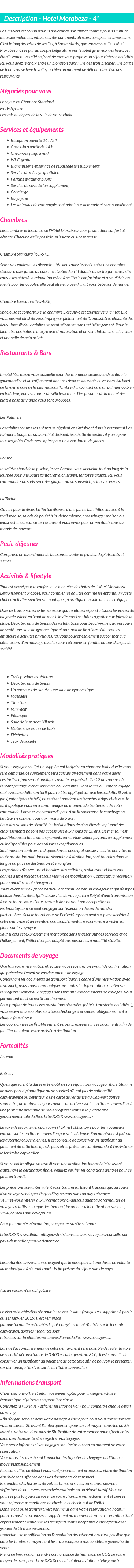 Détails du séjour