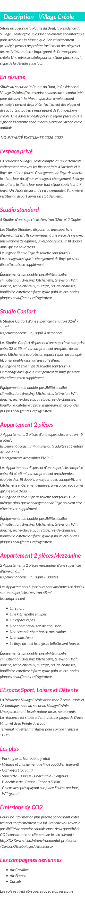Détails du séjour