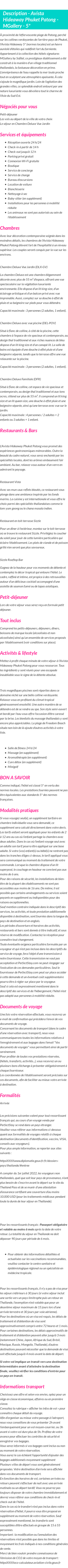 Détails du séjour