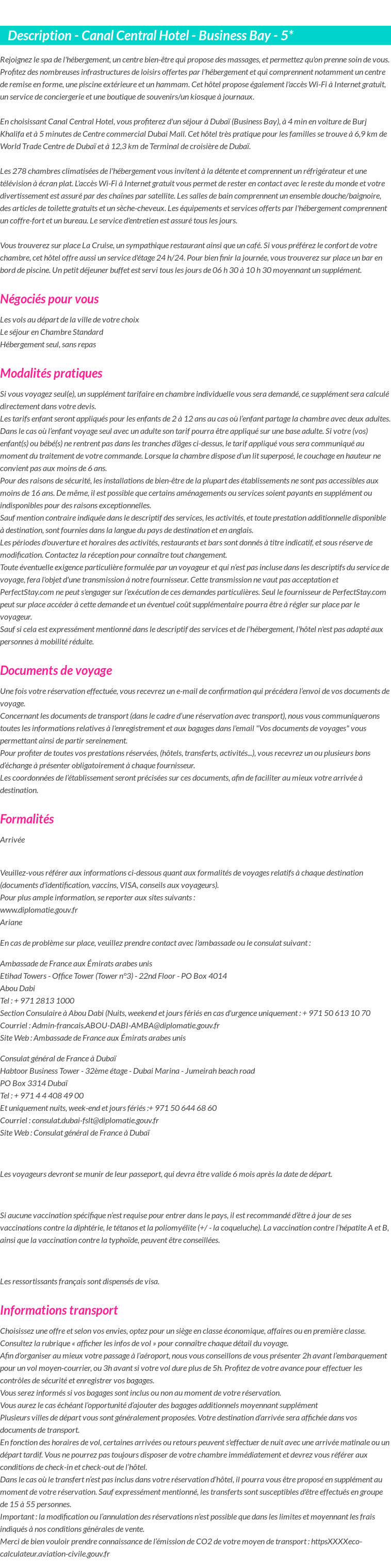 Détails du séjour