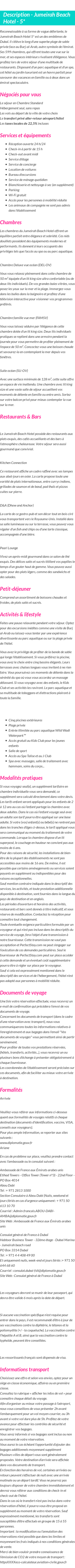 Détails du séjour