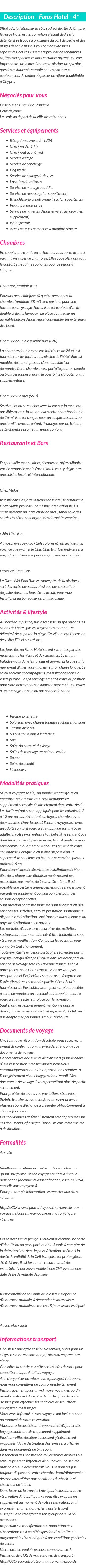 Détails du séjour