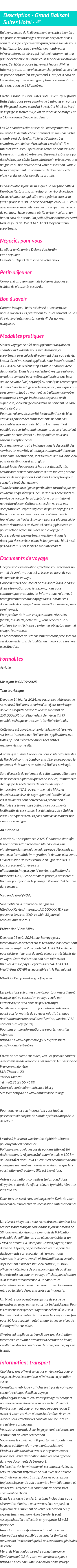 Détails du séjour