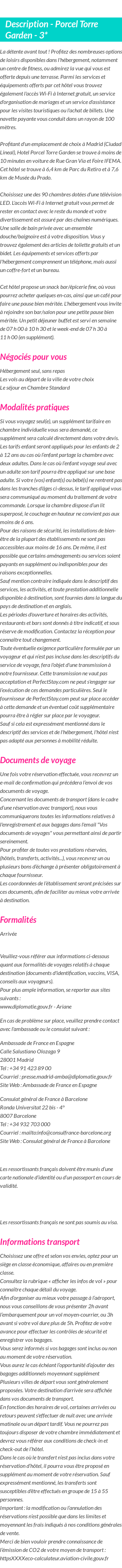 Détails du séjour