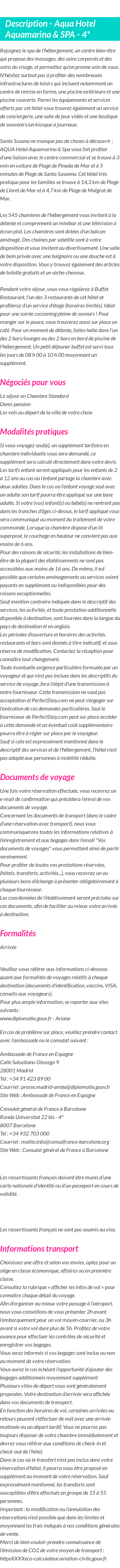 Détails du séjour
