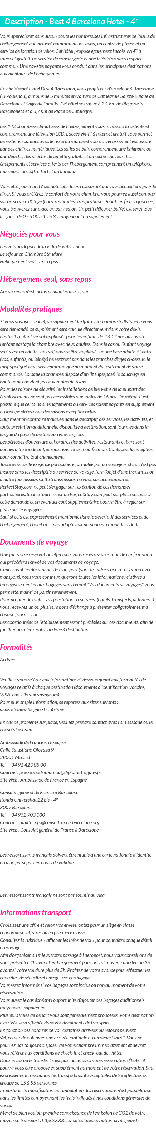 Détails du séjour