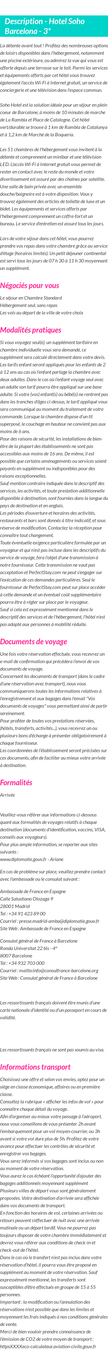 Détails du séjour
