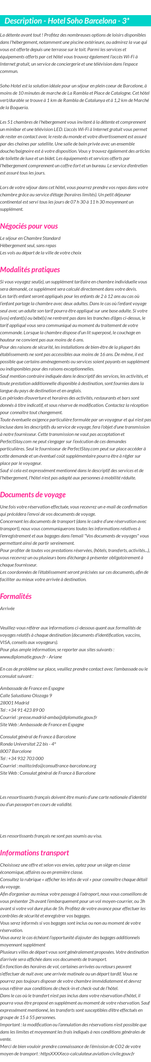 Détails du séjour