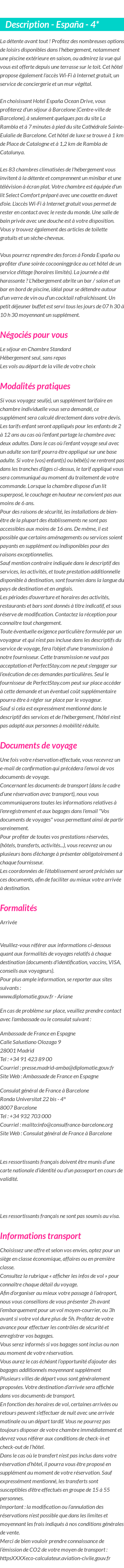Détails du séjour