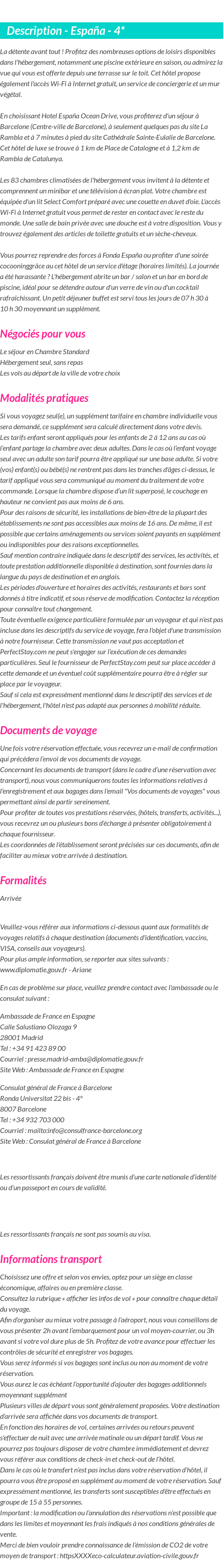 Détails du séjour