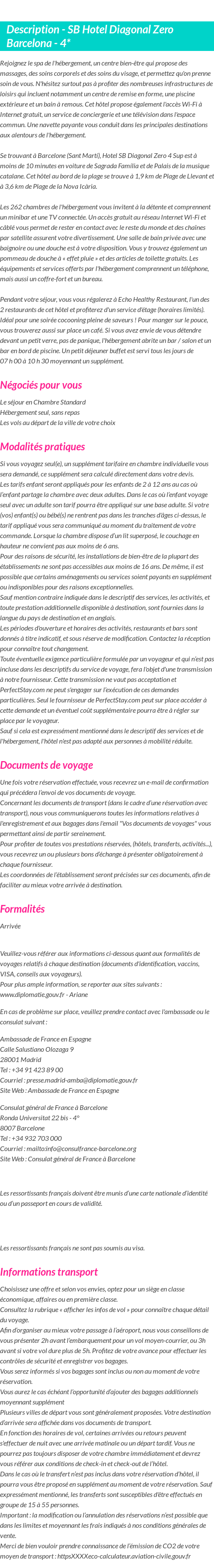 Détails du séjour