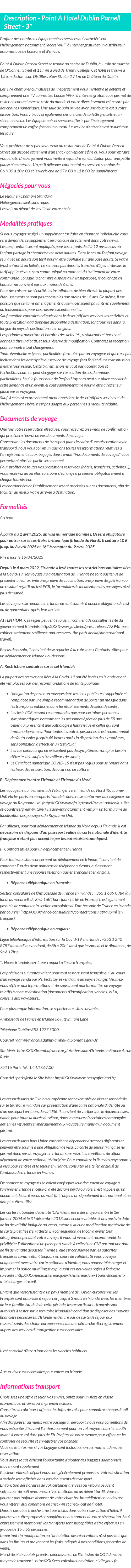 Détails du séjour