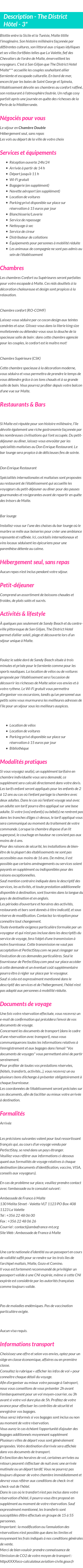 Détails du séjour