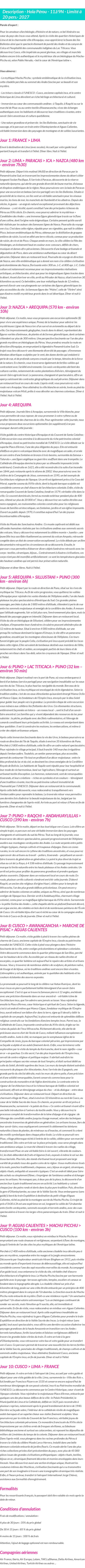 Détails du séjour