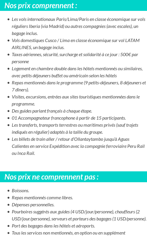 Conditions tarifaires