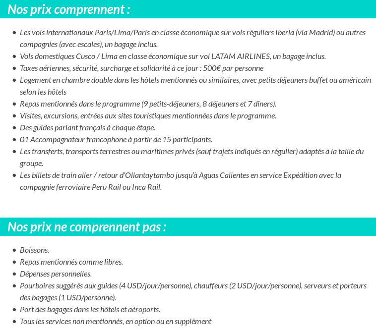 Conditions tarifaires