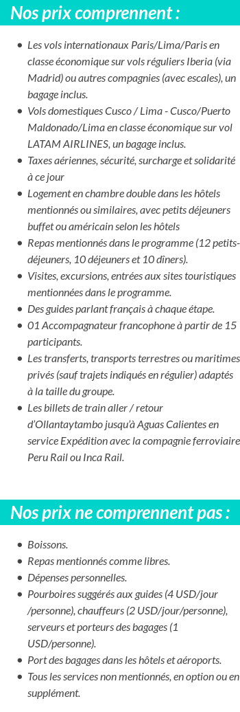 Conditions tarifaires