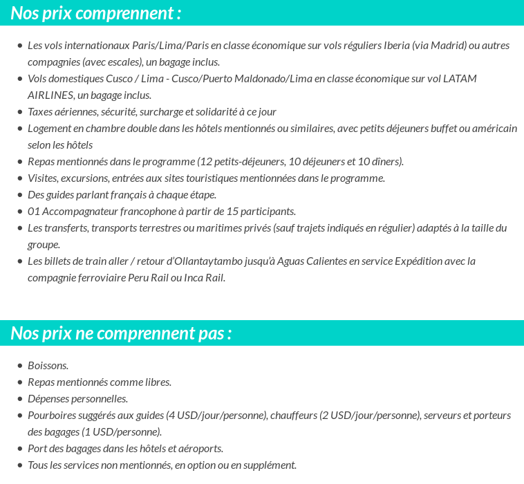 Conditions tarifaires