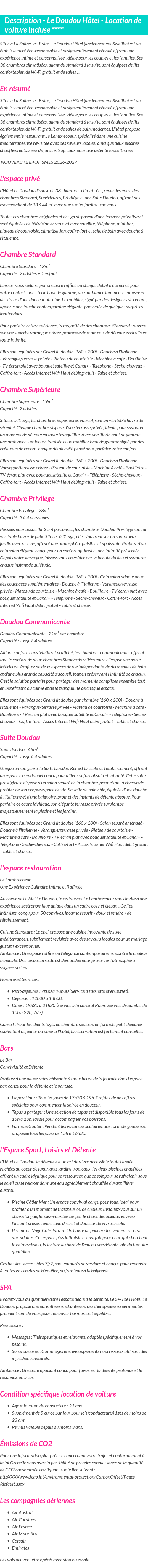Détails du séjour