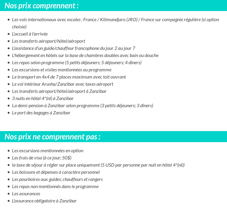 Conditions tarifaires