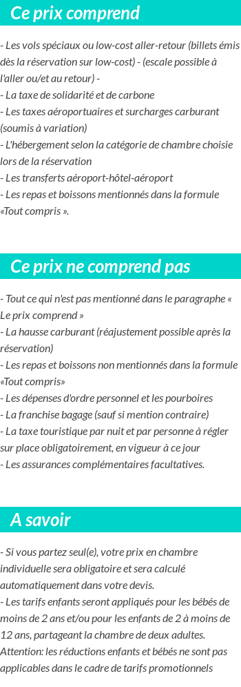 Conditions tarifaires