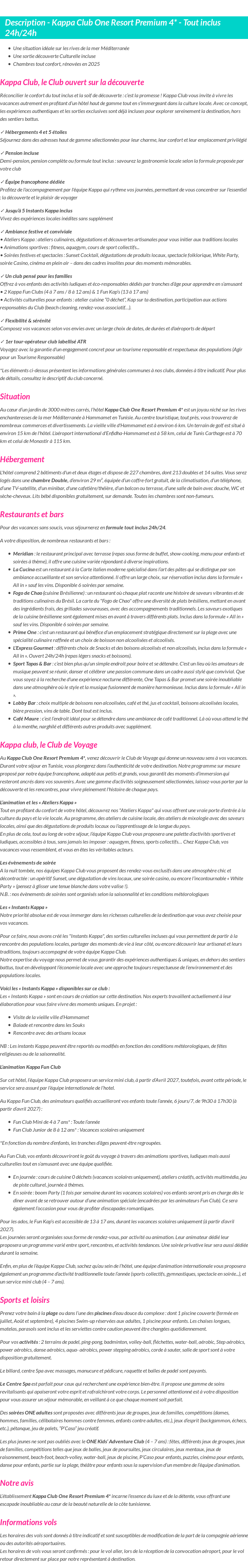 Détails du séjour