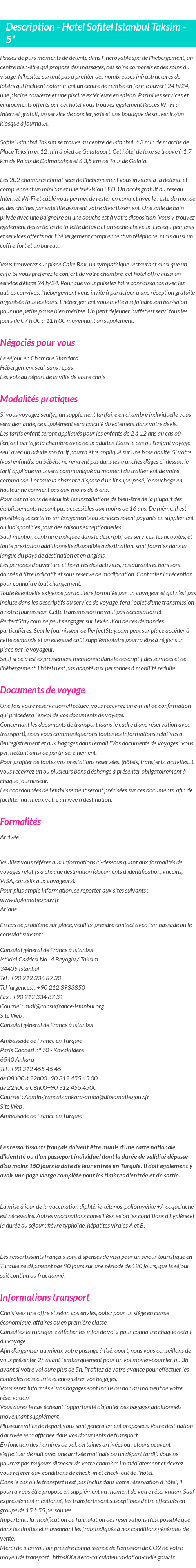 Détails du séjour