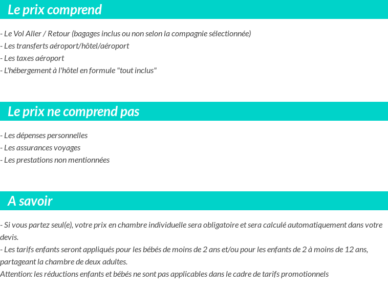 Conditions tarifaires
