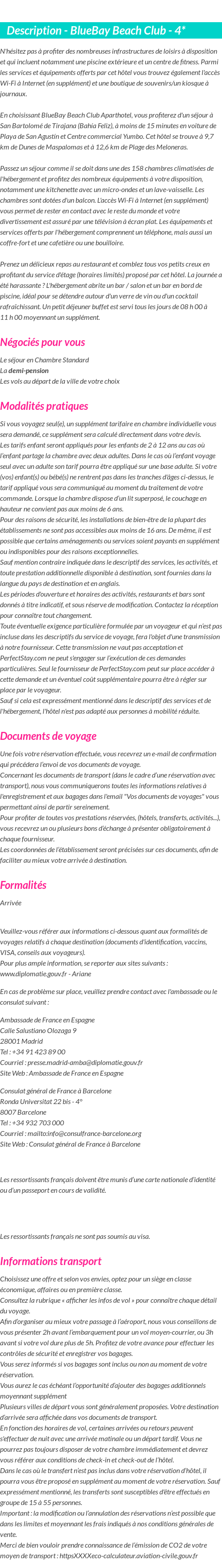 Détails du séjour