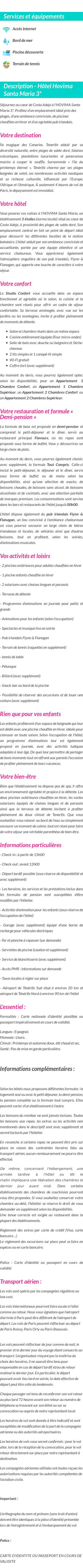 Détails du séjour