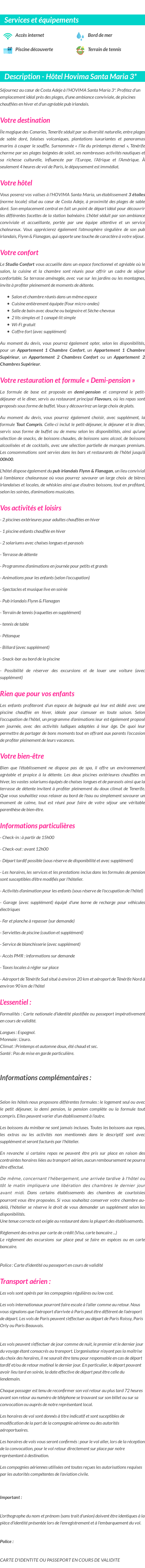 Détails du séjour