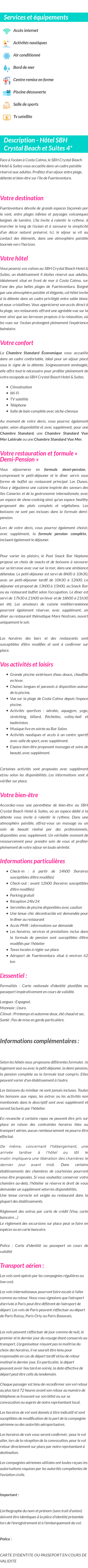 Détails du séjour
