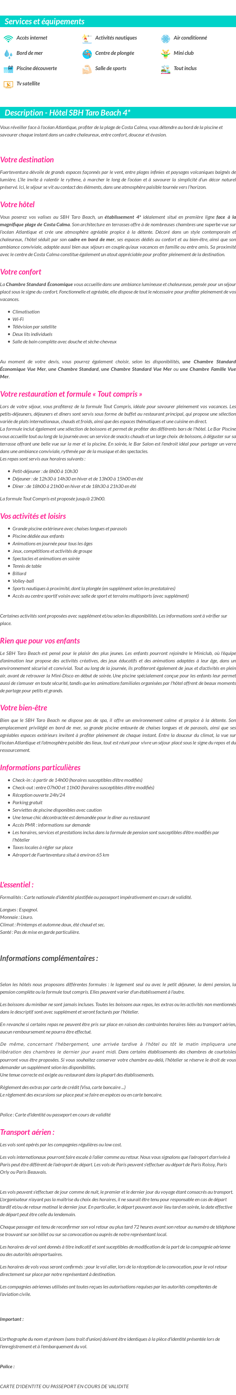 Détails du séjour