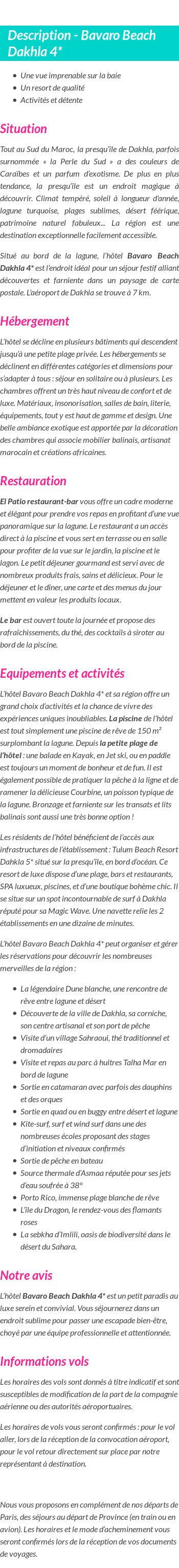 Détails du séjour