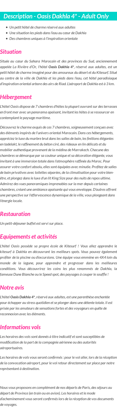 Détails du séjour