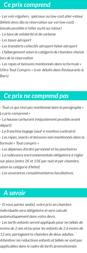 Conditions tarifaires