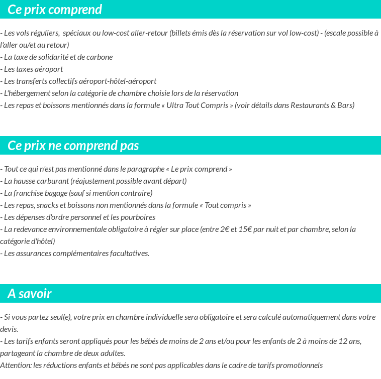 Conditions tarifaires