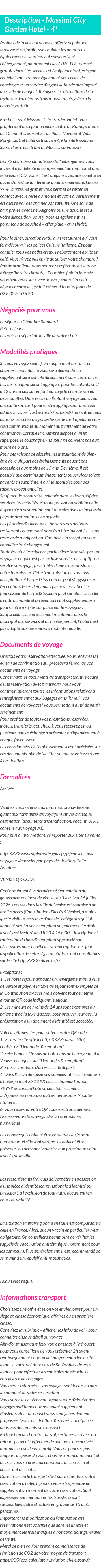 Détails du séjour