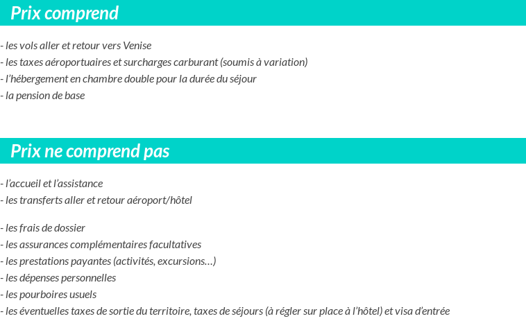 Conditions tarifaires