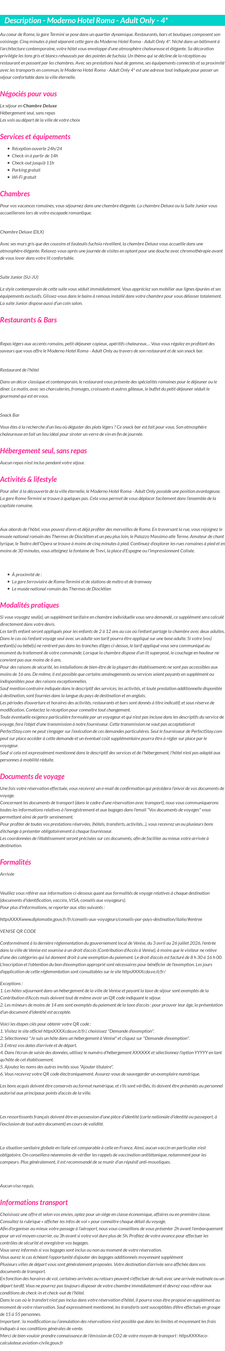 Détails du séjour