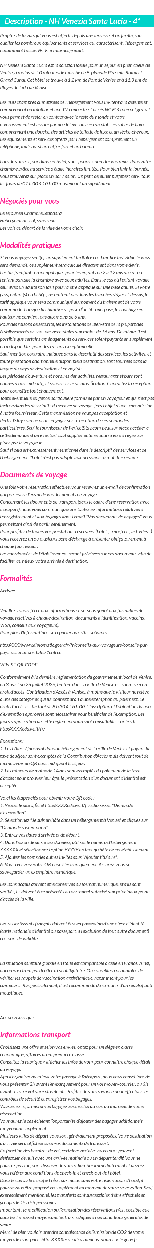 Détails du séjour
