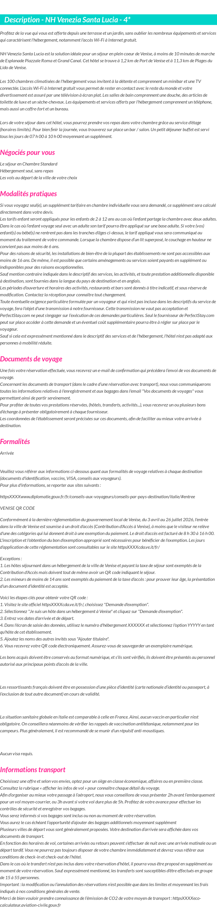 Détails du séjour