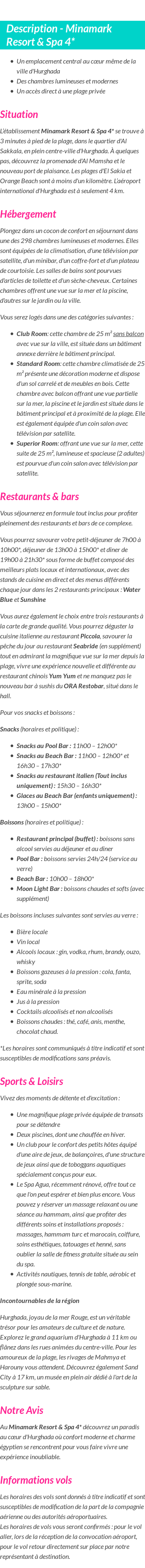 Détails du séjour